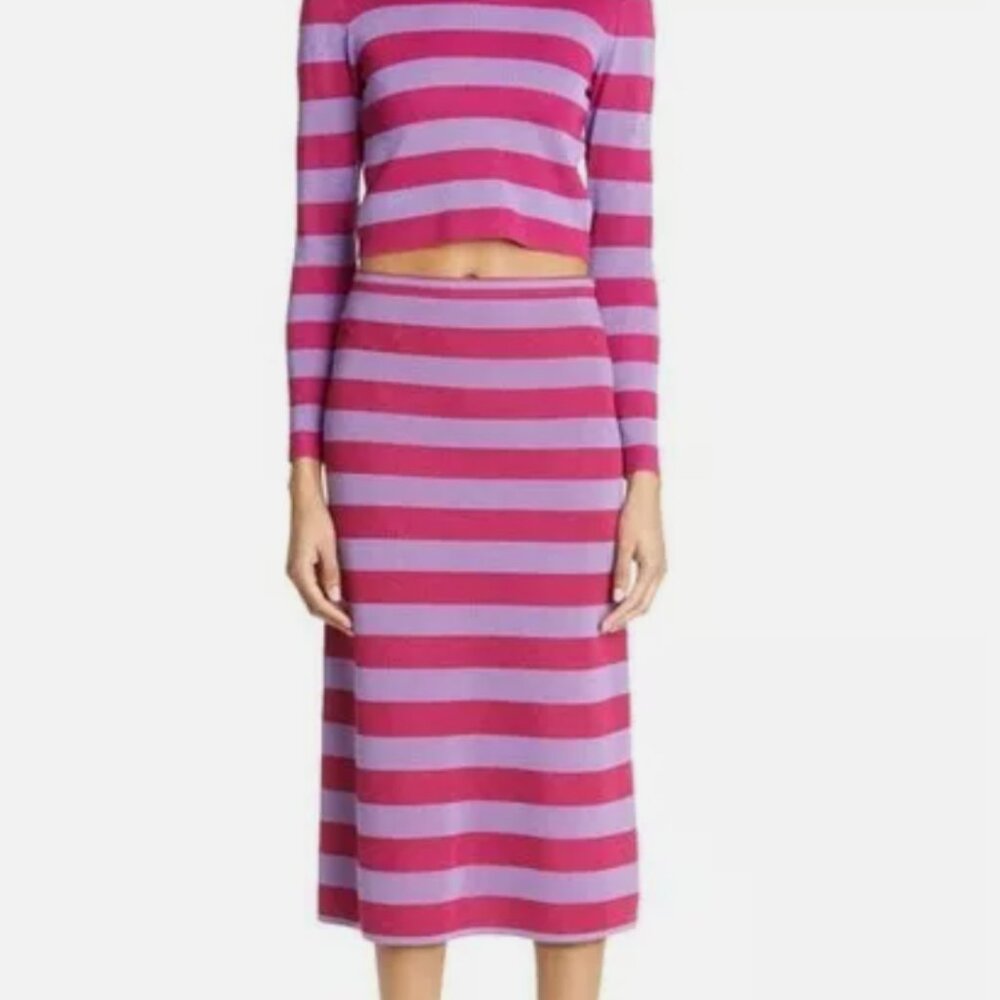 Baum und Pferdgarten Charlotta Purple & Metallic Magenta Stripe Midi Skirt sz Sm - Picture 4 of 5